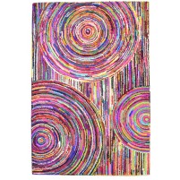Modern Hand Woven Cotton Polyester Blend Multi Color 5' x 7' Rug