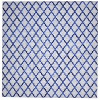 Modern Hand Woven Leather / Cotton Blue 5' x 6' Rug