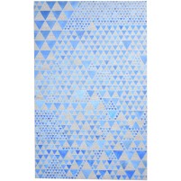 Hand Woven Triangles Blue / Grey Jakarta JAK5001 Leather / Viscose Rug