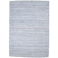 Modern Jacquard Loom Silk (Silkette) Blue 6' x 7' Rug