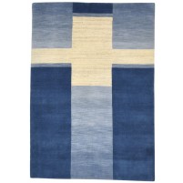 Modern Handloom Wool Blue 5' x 7' Rug