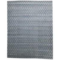 Modern Hand Knotted Wool / Silk (Silkette) Dark Grey 8' x 10' Rug