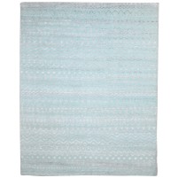 Modern Hand Knotted Wool, Viscose (Silkette, Not Real Silk) Blue 8' x 10' Rug