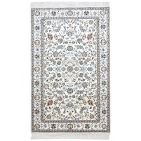 Traditional-Persian/Oriental Hand Knotted Wool Off-White 5' x 8' Rug