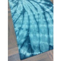 Handmade Woolen Shibori Cyan Area Rug t-424 5x8