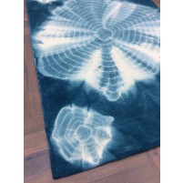 Handmade Woolen Shibori Cyan blue Area Rug t-471 5x8