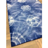 Handmade Woolen Shibori Blue Area Rug t-521 5x8