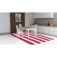 Handmade Red White VSAN04AH12 Stripe Rugs 8'X10'