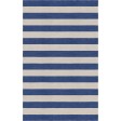 Handmade Silver Navy Blue HSTR-1007  Stripe Rugs 5' X 8'