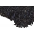 Modern Hand Woven Leather Cowhide Black 2' x 3' Rug