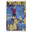 Modern Hand Knotted Wool Blue 4' x 6' Rug
