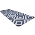 Modern Hand Woven Leather / Cotton Blue 3' x 9' Rug