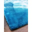 Handmade Woolen Shibori Blue Area Rug t-335 5x8